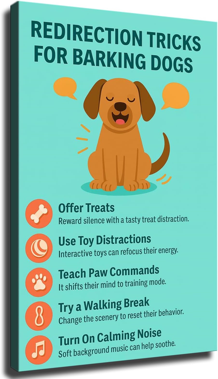 Wall Art Canvas Prints- Redirection Tricks For Barking Dogs Posters Room Aesthetics-Best decoration for kitchen living room bedroom office gym etc (16x24inch-Unframed)