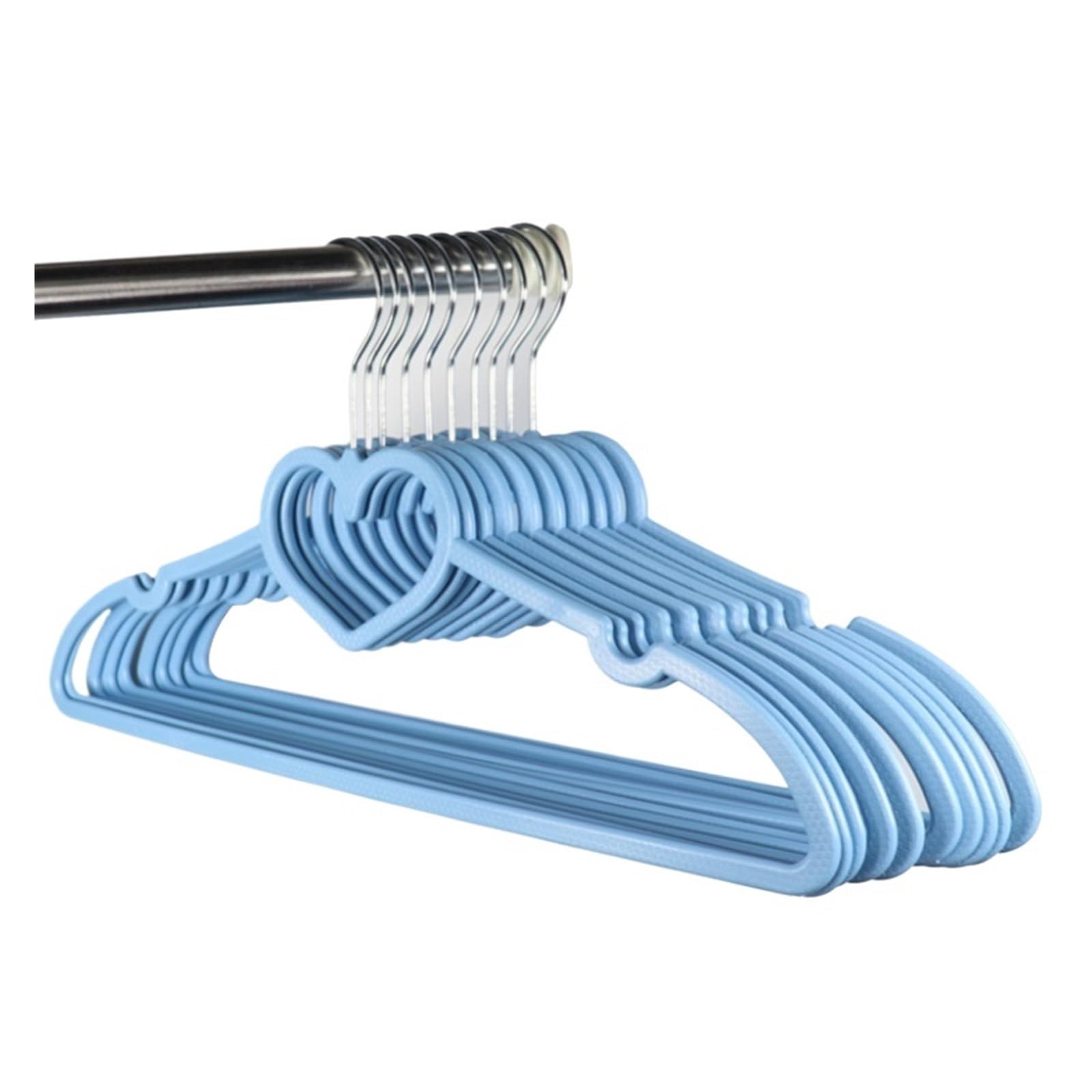 Velvet Hangers 10PCS Clothes Hanger Heart Pattern Coat for Clothing Hanging Supplies(Blue A)