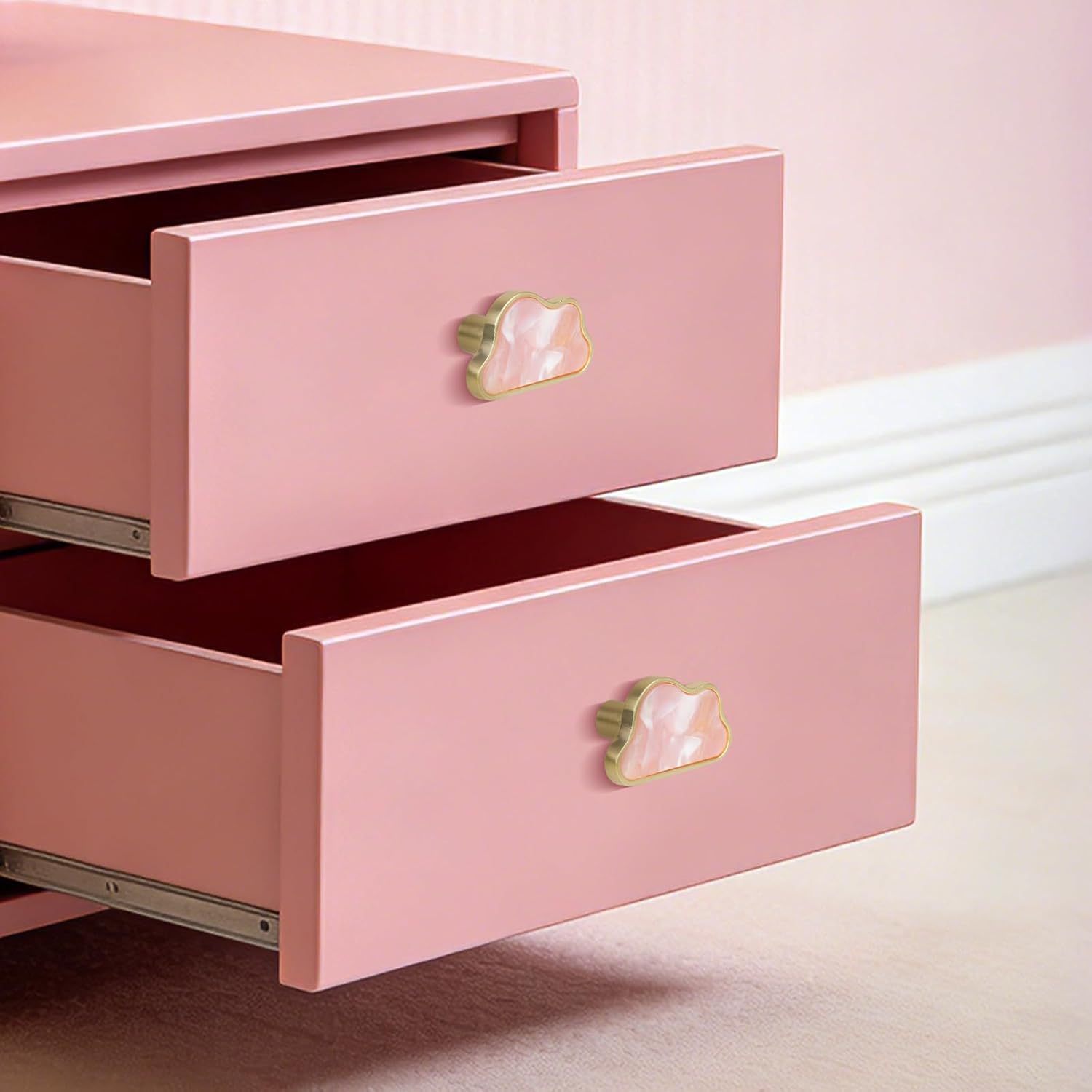 8PCS Cloud Shaped Dresser Knobs Kids Dresser Knobs Handle Cartoon Cabinet Door Knobs Hardware Closet Cupboard Knobs for Cabinets, Dresser, Desk Drawers, Wardrobe Drawers or Bookcases (Pink)