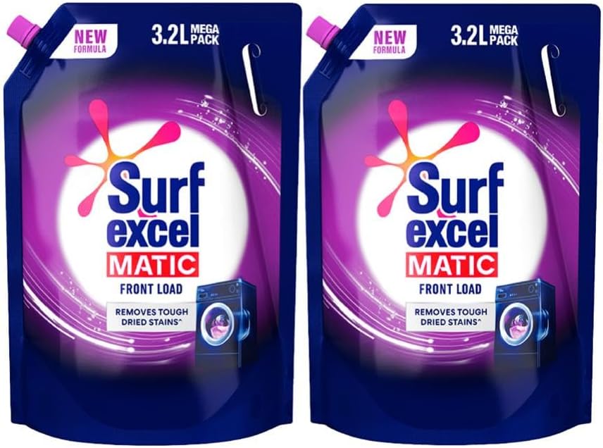 Matic Front Load Liquid Detergent 3.2 L Refill, Designed for Tough Stain Removal on Laundry in Washing Machines - Mega Pack (Pack of 2)