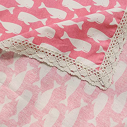 Nappe coton lin rose rectangulaire 140x220 décorative de cuisine