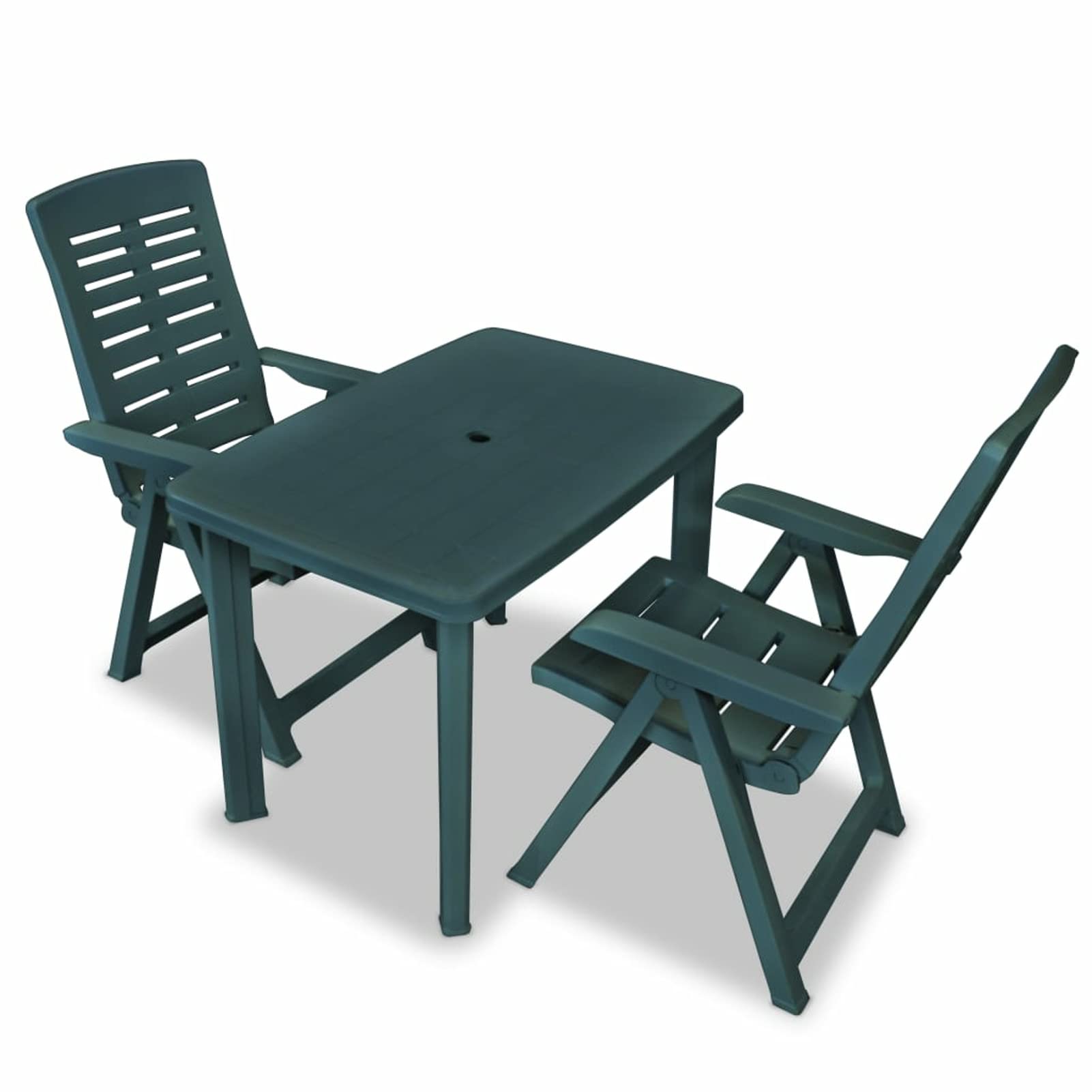 Ensemble table chaise jardin plastique vert pour optimiser les petits balcons
