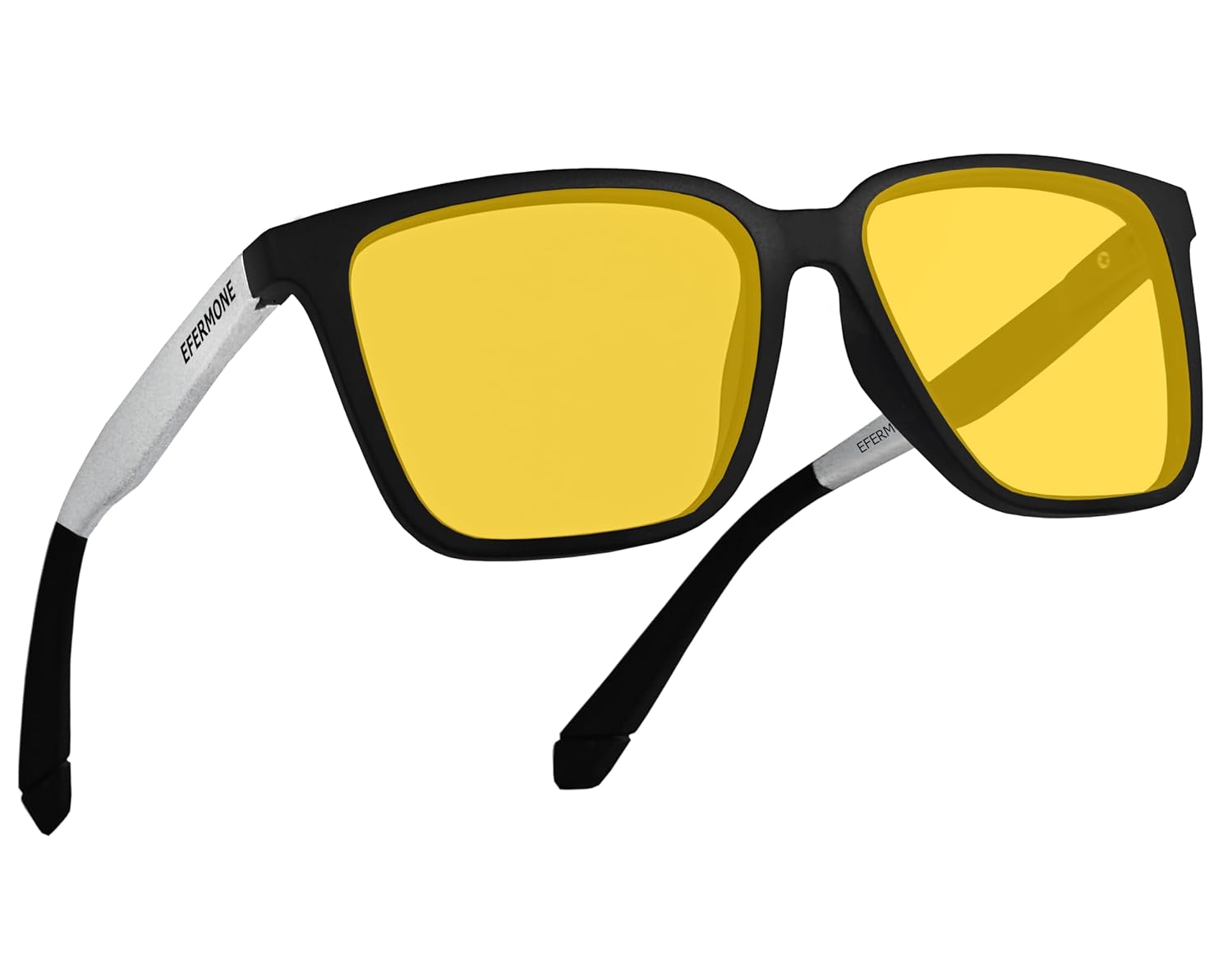 EFERMONE® Night Driving Glasses with Cleaning Kit, Yellow Polarized Lens, UV400, Anti-Glare Glasses for Riding Bike and Car