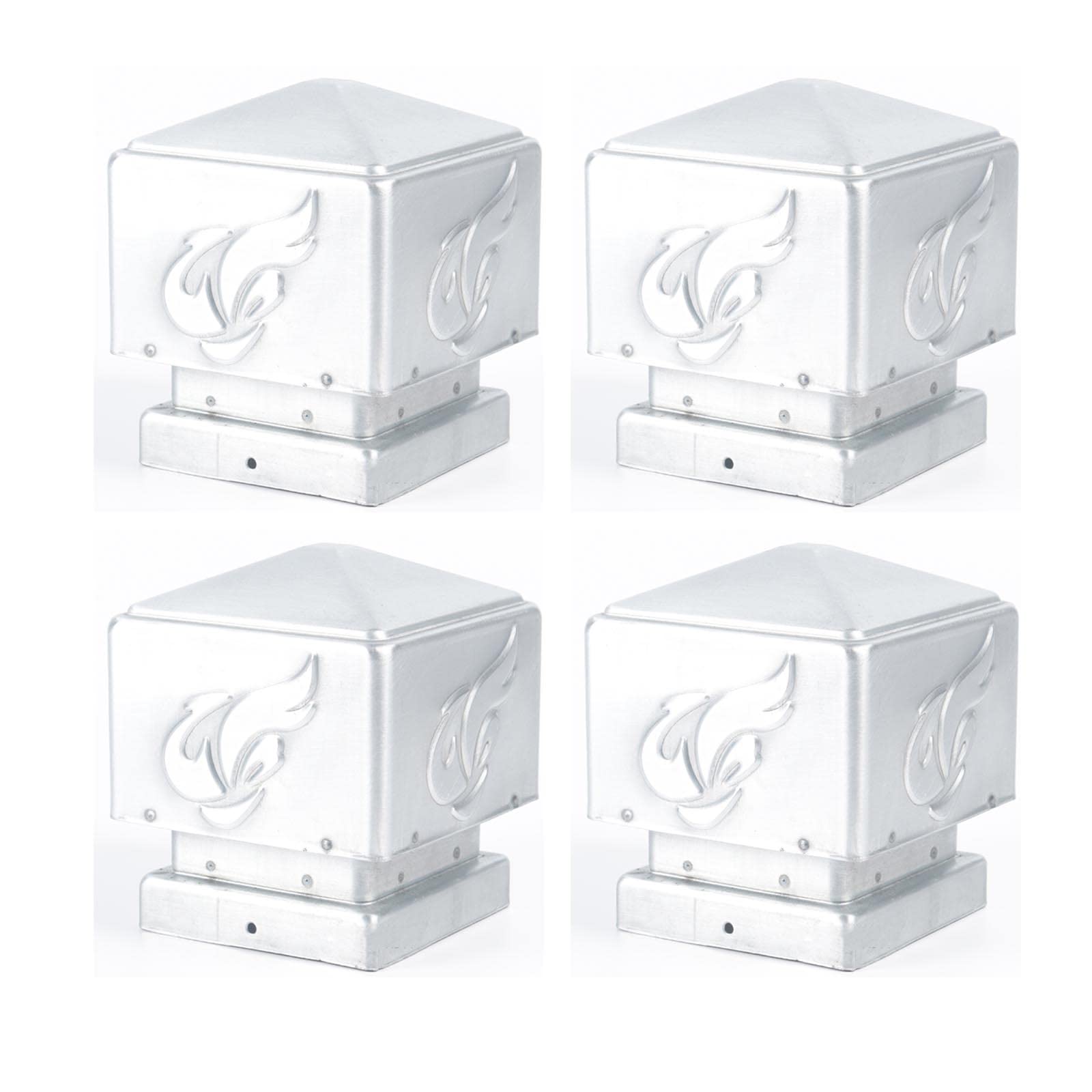 MFFIRE 4 Piezas Poste De Valla Tapas, Galvanizadas Tapas para Postes De Vallas para Vallas De Jardín Al Aire Libre, Cubiertas, Decoración De Patio De Columna,120x120mm