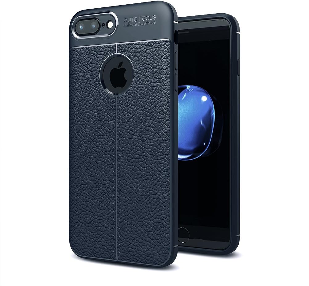 iPhone 7 Plus Case, iPhone 8 Plus Case, Premium PU Leather Slim Fit Soft TPU Bumper Cover, Anti-Scratch Shock Proof Drop Resist Full Protection Case for Apple iPhone 7/8 Plus - Blue