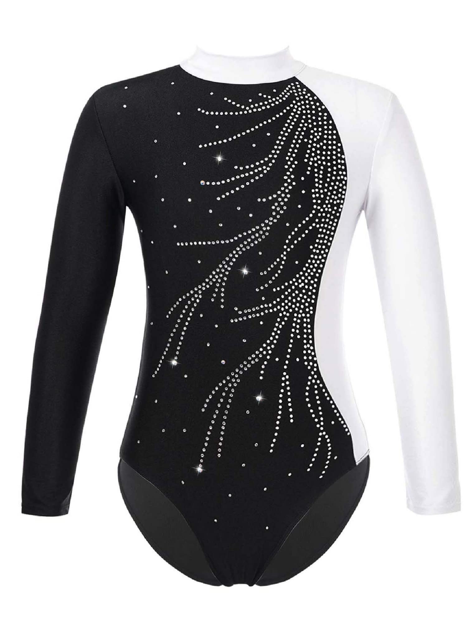Alvivi Mädchen Turnanzug Glitzer Gymnastikanzug mit Kurze Hose Haarband Langarm Gymnastikbody Turntrikot Gymnastik Kleidung Tanzkostüm