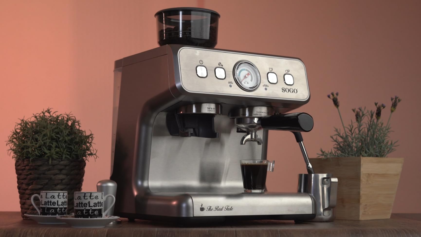 SOGO SS-5690, cafetière expresso professionnelle, moulin intégré, 15 bar
