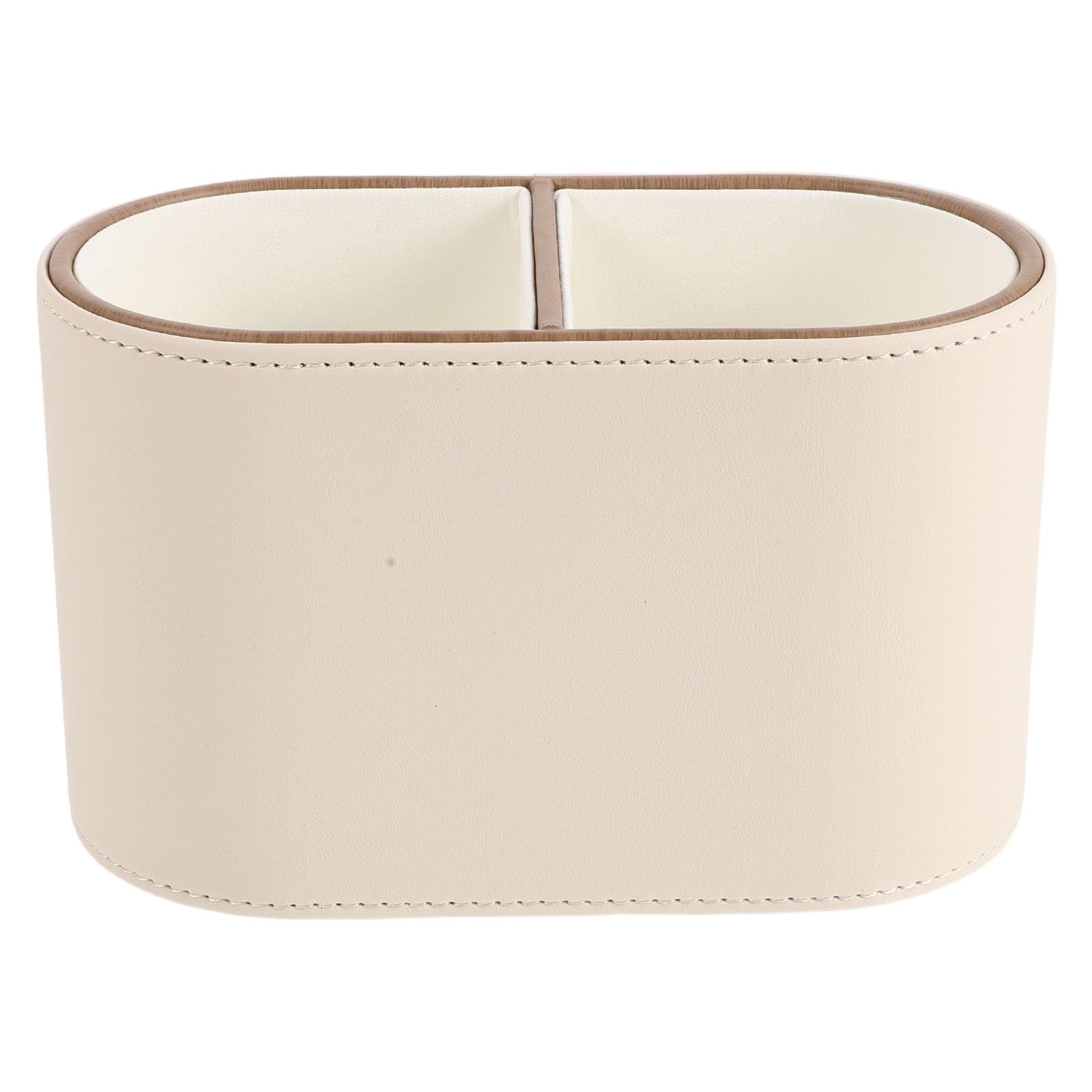 Portalápices con 2 compartimentos - Soporte para bolígrafos de cuero sintético - Organizador de escritorio para mandos a distancia, brochas de maquillaje, material de oficina, dormitorio
