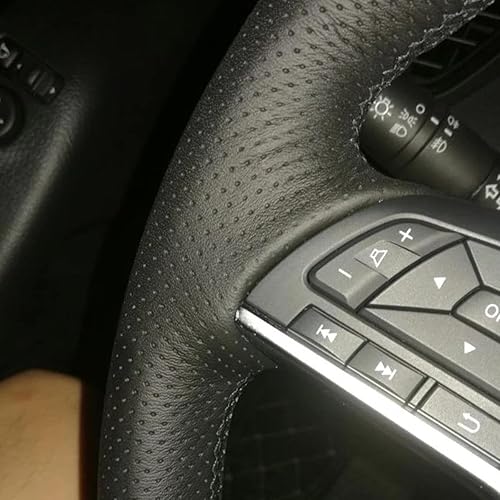 Miniatura 4 de Compatible con Nissan X-Trail T32 2017-2021, cubierta de volante de automóvil, cubierta de volante cosida a mano, cubierta de volante de cuero negro