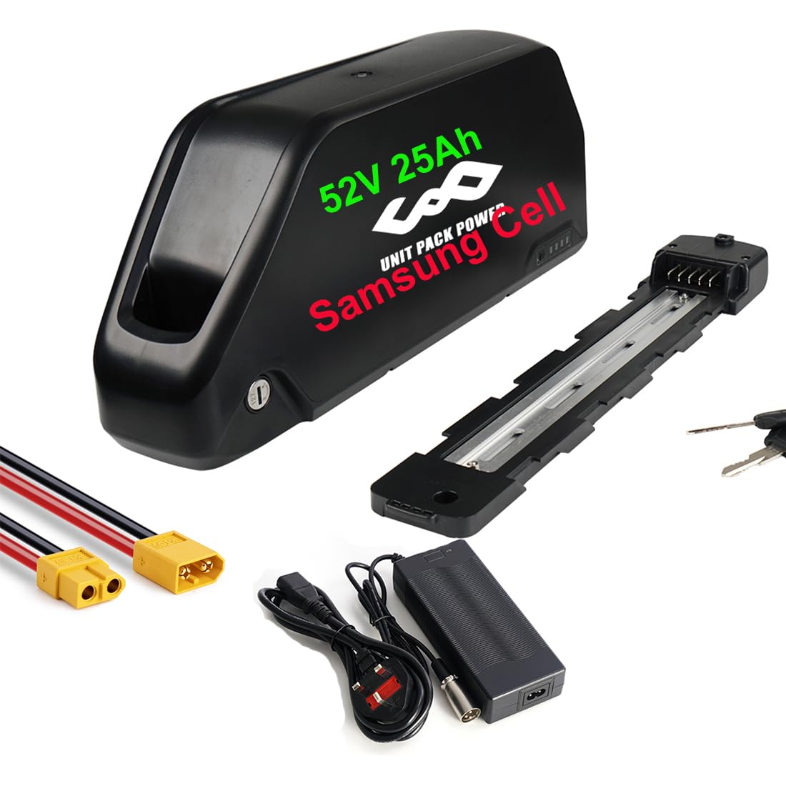 Unit Pack Power 52V 25Ah Shark Ebike Battery for 1000W 1500W 2000W Ebike Conversion Kit Brushless Motor((21700) Samsung50E cell)
