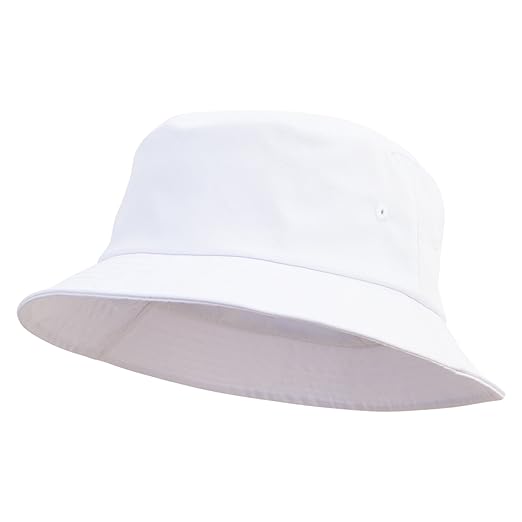 Big Size Cotton Blend Twill Bucket Hat - White W08S28F (XL