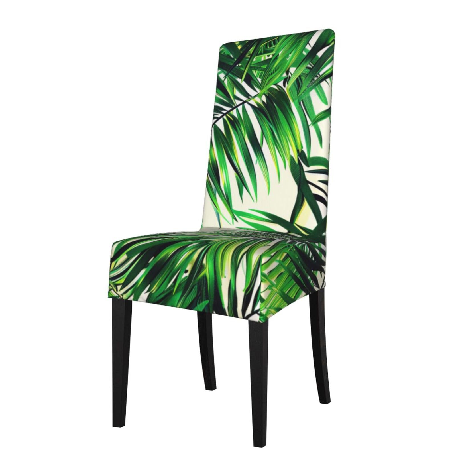 WPKJU Palm Tree Green Leaves Print Dining Chair Covers Removable Chair Seat Covers Decorative for Kitchen & Bar Stools