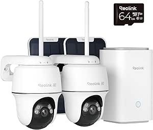 Reolink Home Hub+ 4K HD Security Camera Outdoor Wireless Kit, Argus PT Ultra+Solar Panel Home Security System, 64GB Local Storage, No Subscription Fee, 360° Surveillance, Night Vision, 2.4/5 GHz WiFi asin的图片