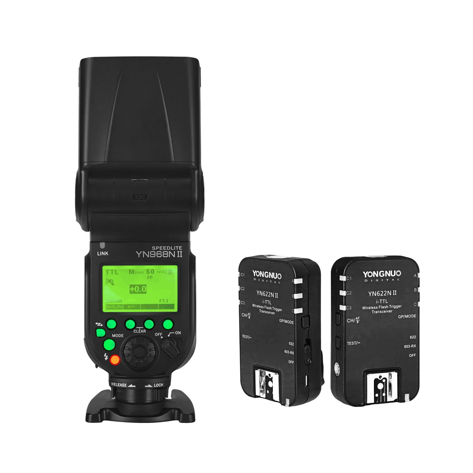 YONGNUO YN968N II with YN622N II, GN60 Wireless On Camera Flash Speedlite and Wireless TTL Flash Trigger, HSS TTL 1/8000s for Nikon