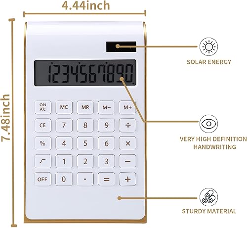 Miniatura 3 de 【Letitfly】 Calculadora, electrónica para la oficina y el hogar, calculadora de escritorio de doble alimentación, alimentación solar, pantalla LCD