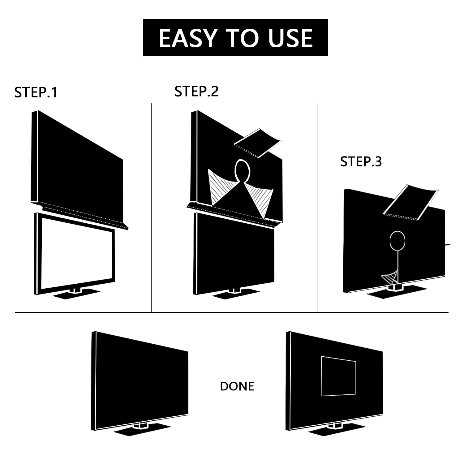 Housse TV extérieure 50"-52" 52 x 33 x 5 pouces Résistant aux intempéries Noir