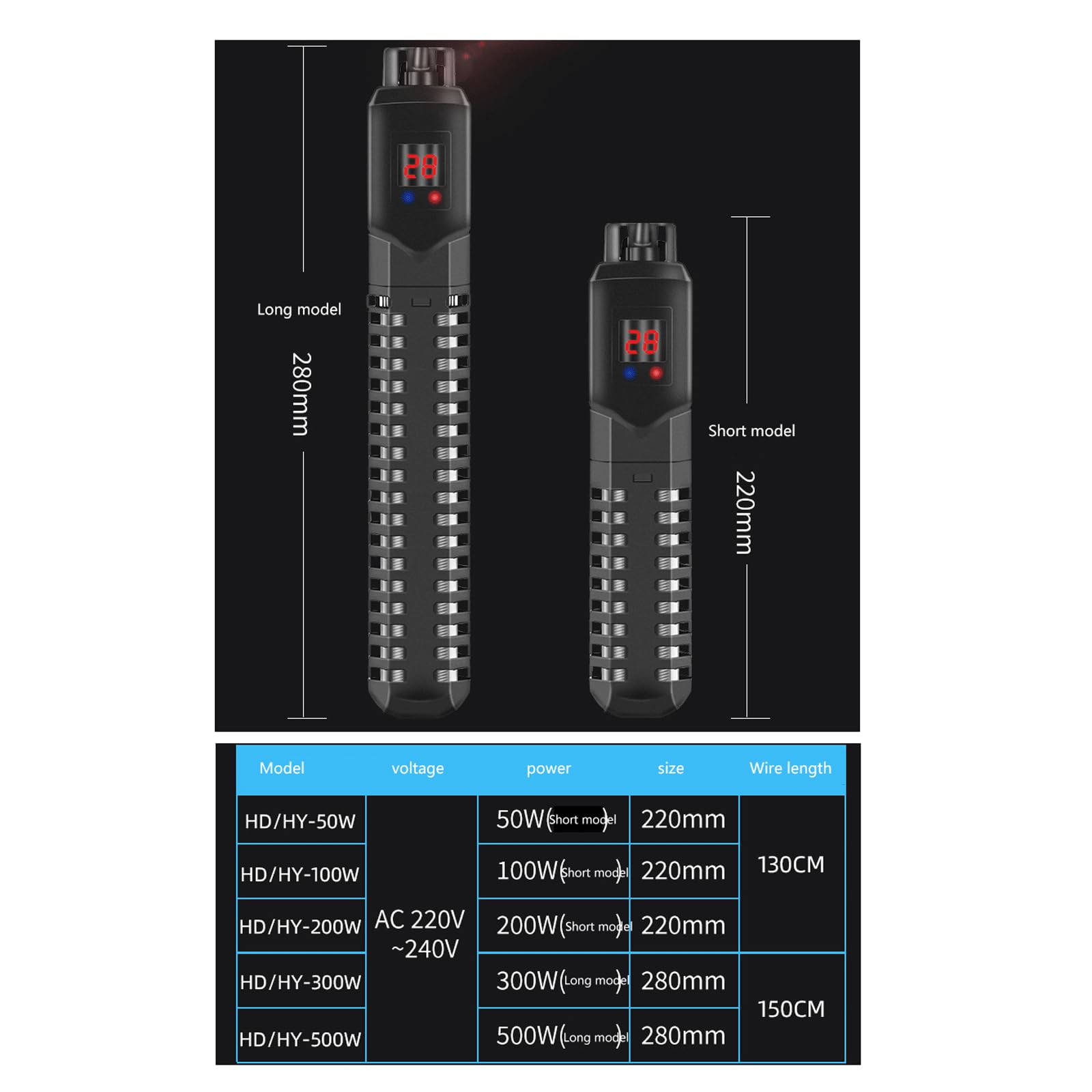 Barra De Calefacción De Conversión De Frecuencia De Tanque Peces con Calentador Temperatura Constante Prueba Explosiones Digital,Mechanical,100W