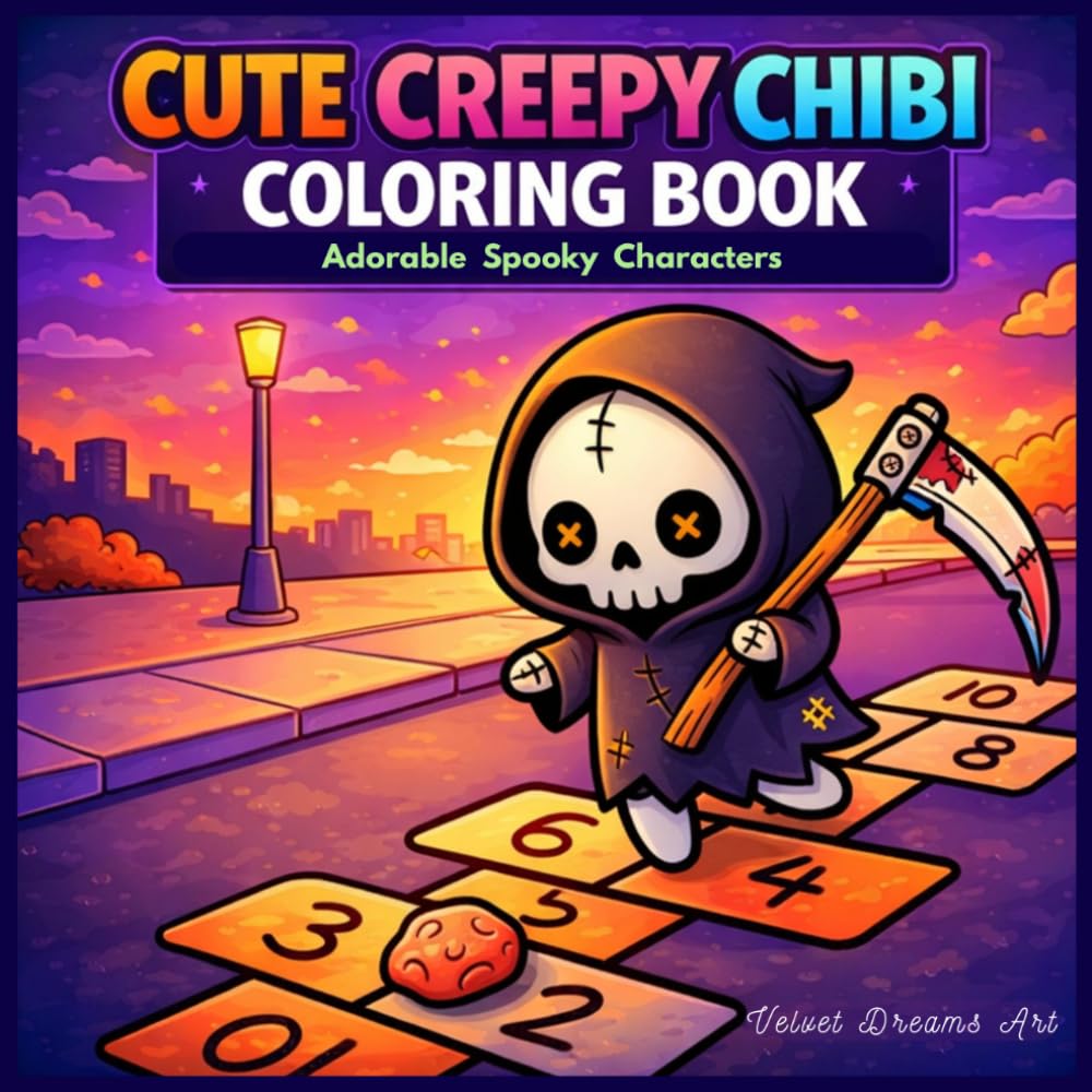 Cute Creepy Chibi Coloring Book: Adorable Spooky Characters: Kawaii Pastel Goth Monsters and Aesthetic Gothic Horror Illustrations for Stress Relief and Relaxation