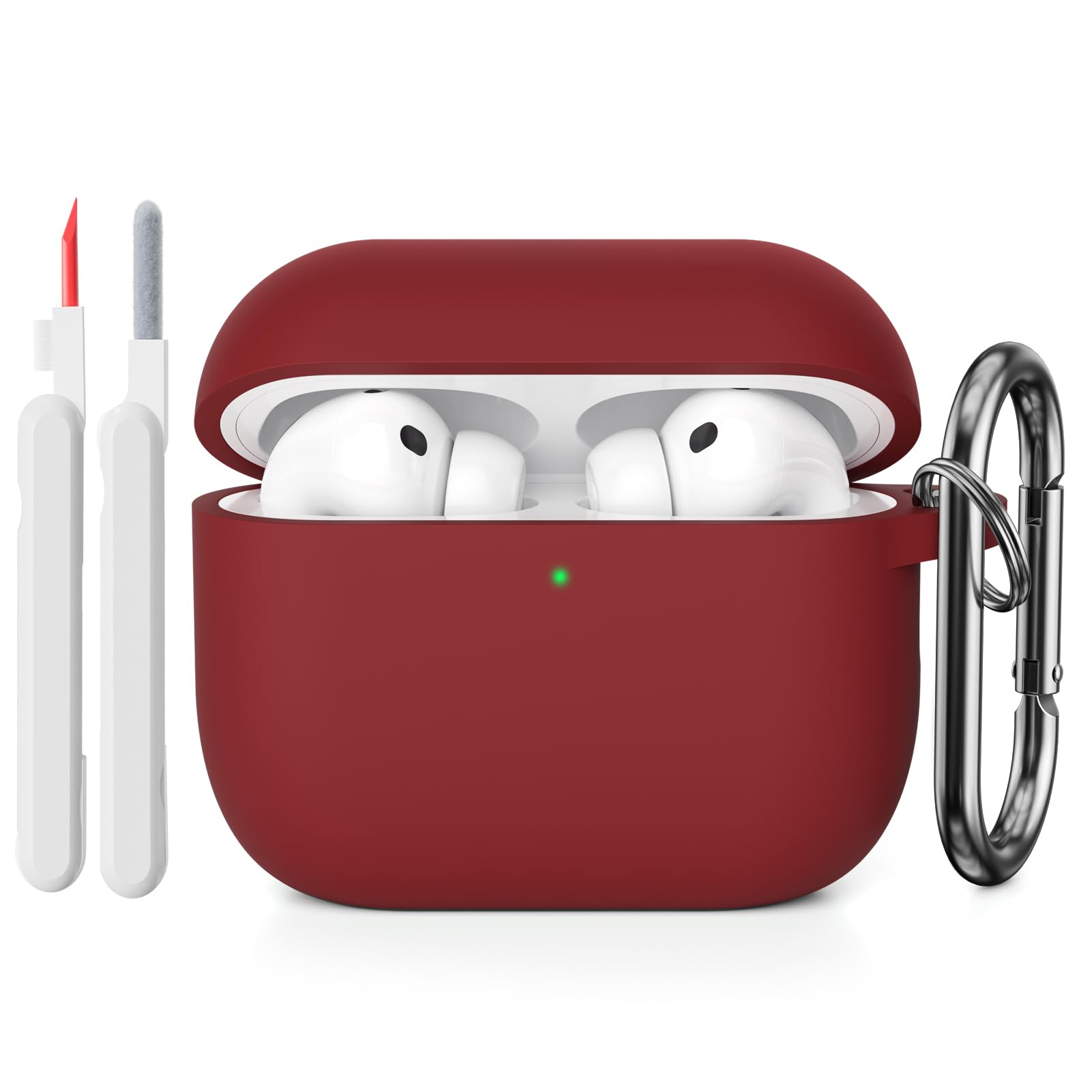 KOKOKA Funda de Silicona Compatible con AirPods Pro 3.ª Generación con Kit de Limpiador, Anti-rasguños, Anti-Polvo, Funda Case Silicona para AirPods Pro 3 con Mosquetón, LED Frontal Visible, Negro — view 47
