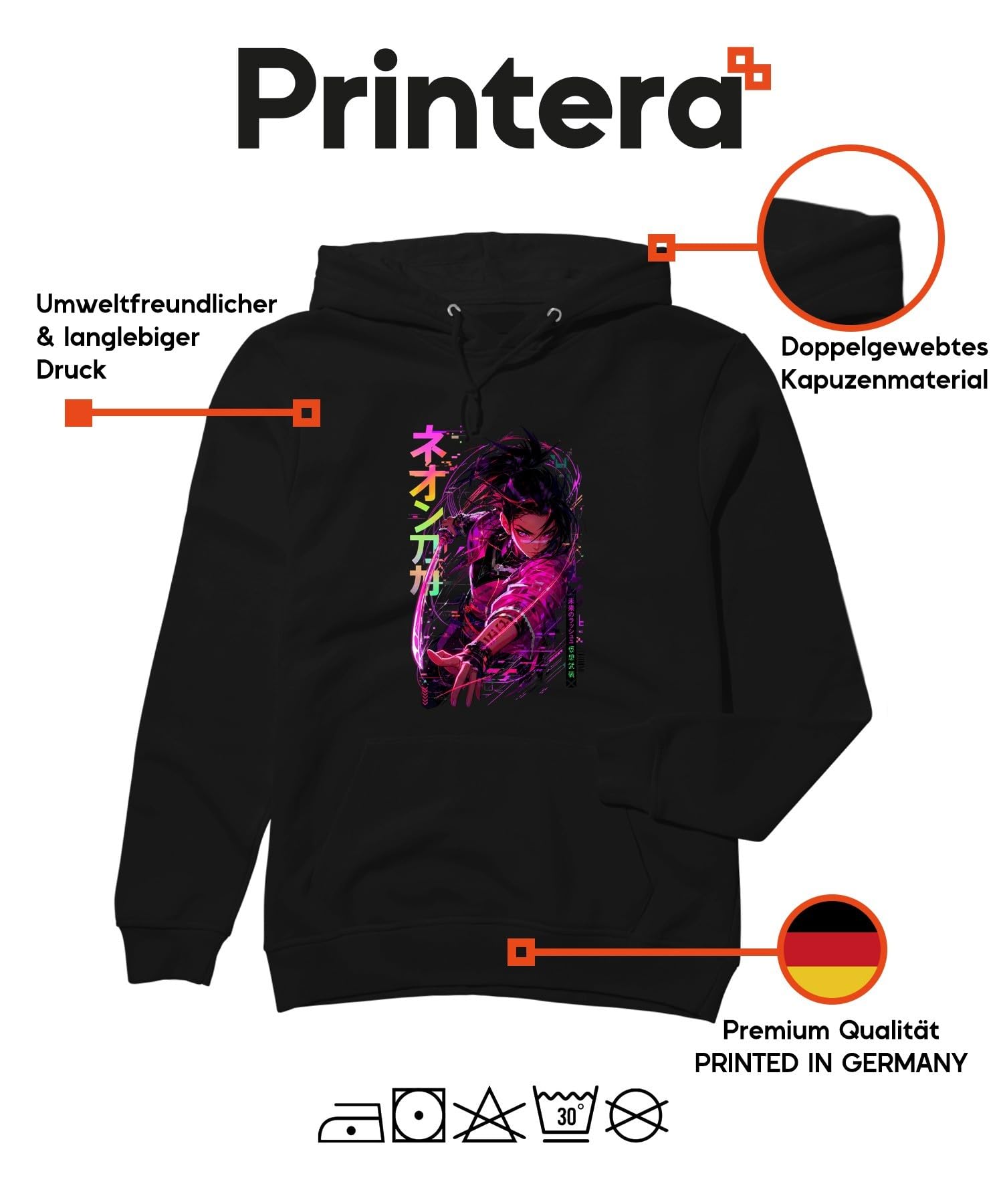 Cyberpunk Samurai Dziewczęca Japonia Y2K bluza z kapturem | Manga Katana Miecz Techwear Vaporwave Otaku Streetwear Prezent Japońska Sztuka Estetyczna Wojownik