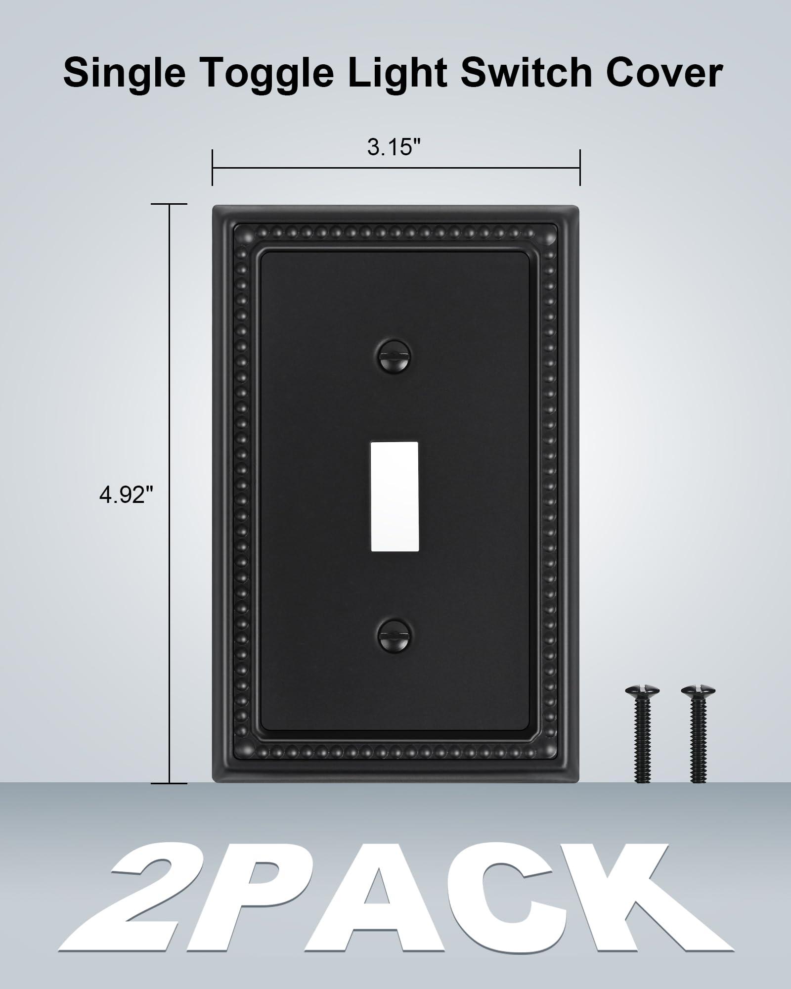 The treewell 2-Pack Single Toggle Light Switch Cover Plate features an elegant black finish with a beaded border, offering a stylish upgrade to any room.