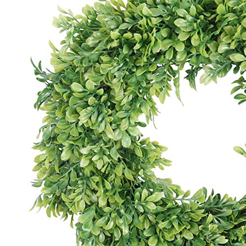 Pauwer Artificial Green Leaves Wreath 18" Boxwood Wreath Spring Summer Door Wreath For Front Door Green Wreaths For Wedding Window Wall Decor (18" Boxwood) #TOP2