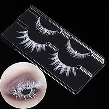 outopen White False Eyelashes Halloween White Eye lashes Extension Tools Anime Cosplay Makeup Natural Looking Masquerade Party Eyelashes (A01-White 2 Pairs(Upper&amp;Bottom))