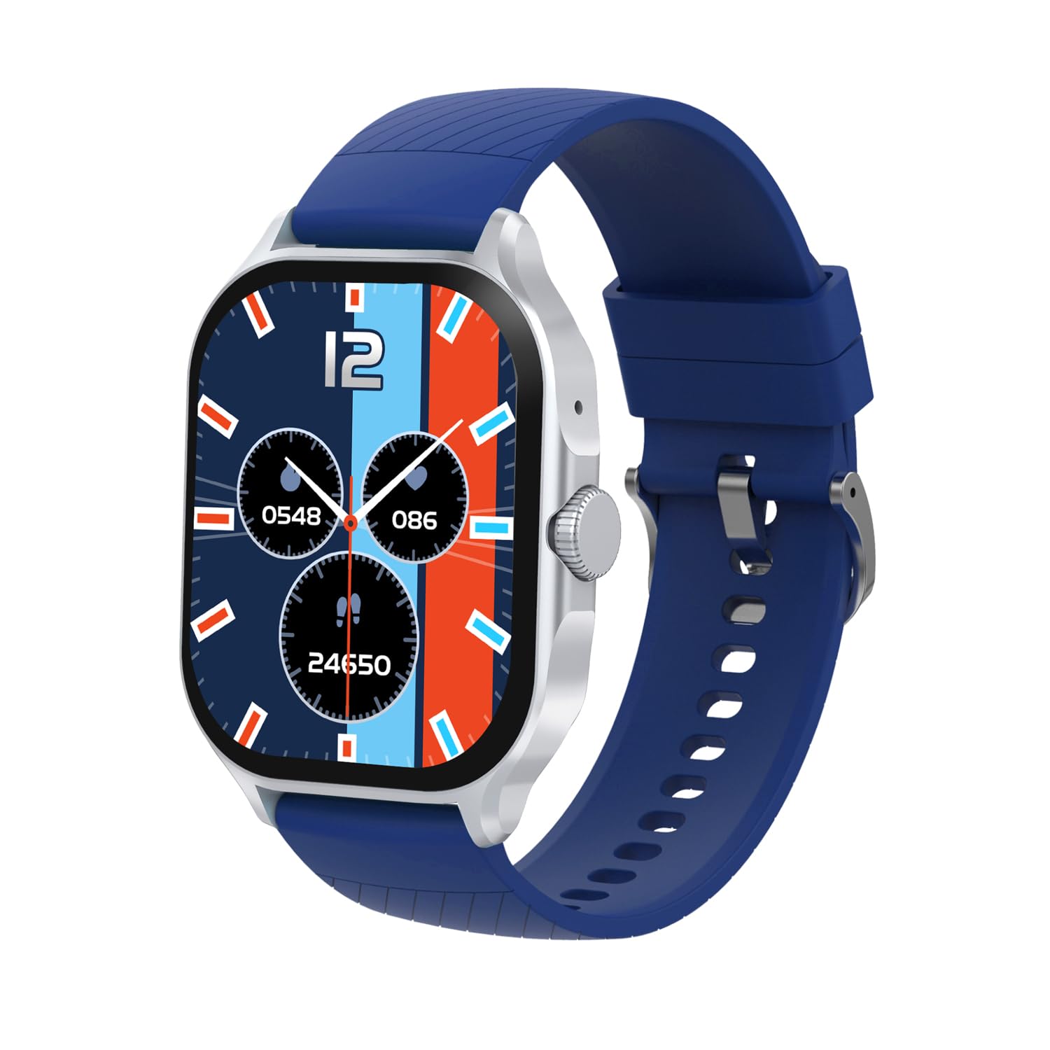 unix hydra made in india bluetooth calling smart watch 2.1" hd display, diy watch face studio, sports modes, functional crown, dynamic island notification, menstrual cycle (silver)
