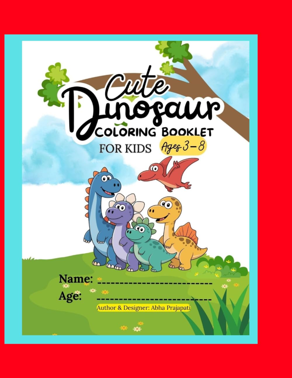Cute Dinosaur Coloring Booklet For Kids Ages 3-8