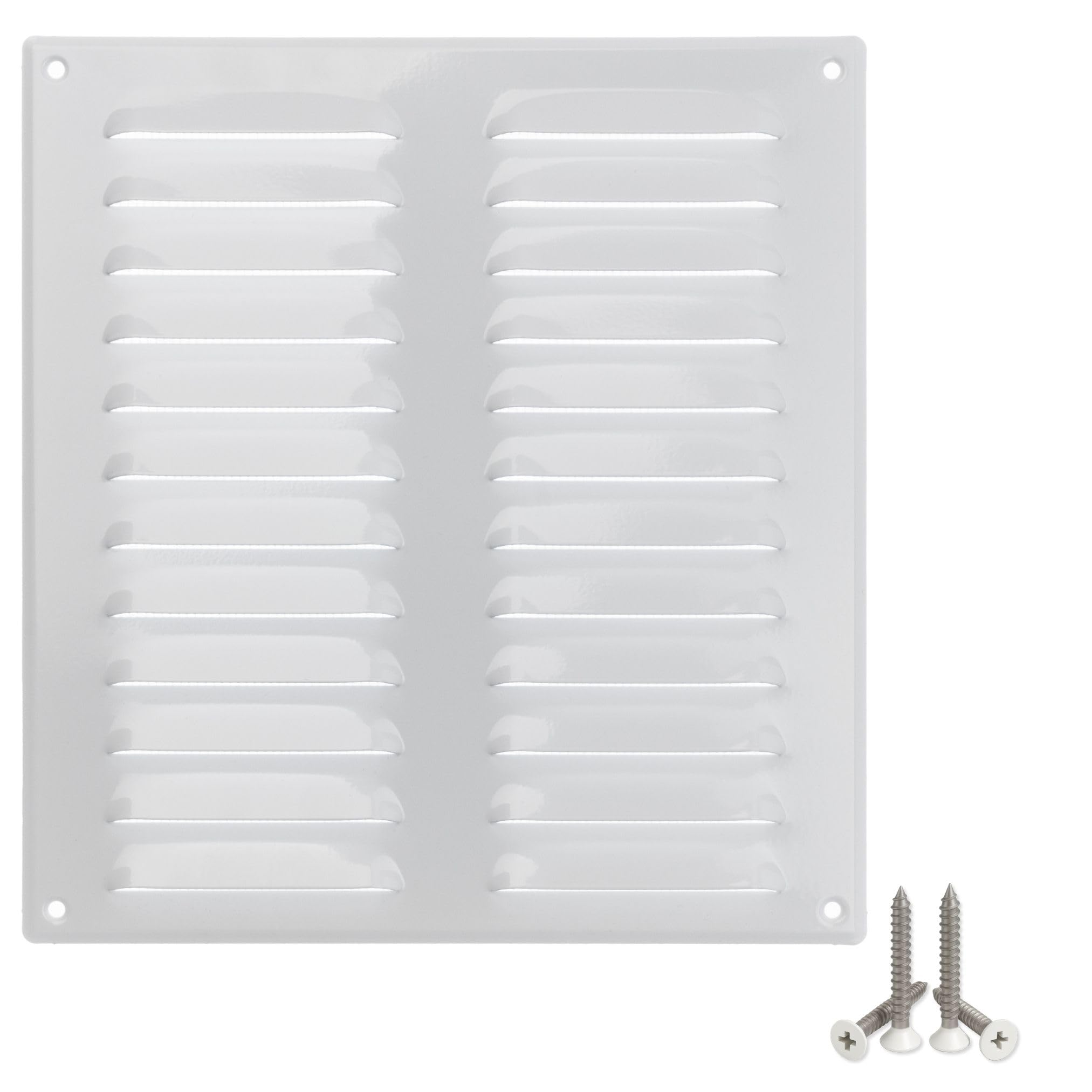 LIRAST 260x280mm Vent Cover White - 10x11 inch Wall Vent Cover with Insect Mesh - Ceiling Soffit Vents - External Vent Cover - Metal Ventilation Grilles - Air Vent Covers for Walls