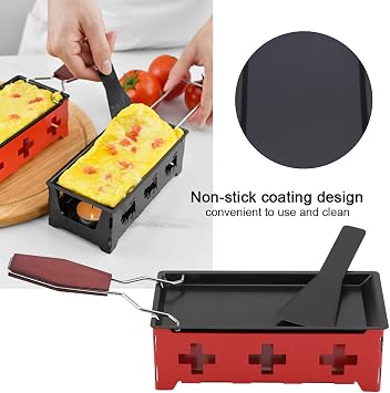 Gavigain Raclette Grill, Portable Raclette Cheese Pan, Mini Raclette Set with Foldable Handle, Stainless Steel Cheese Barbeclette for Dinner Parties, Appetizers, Housewarming Gift