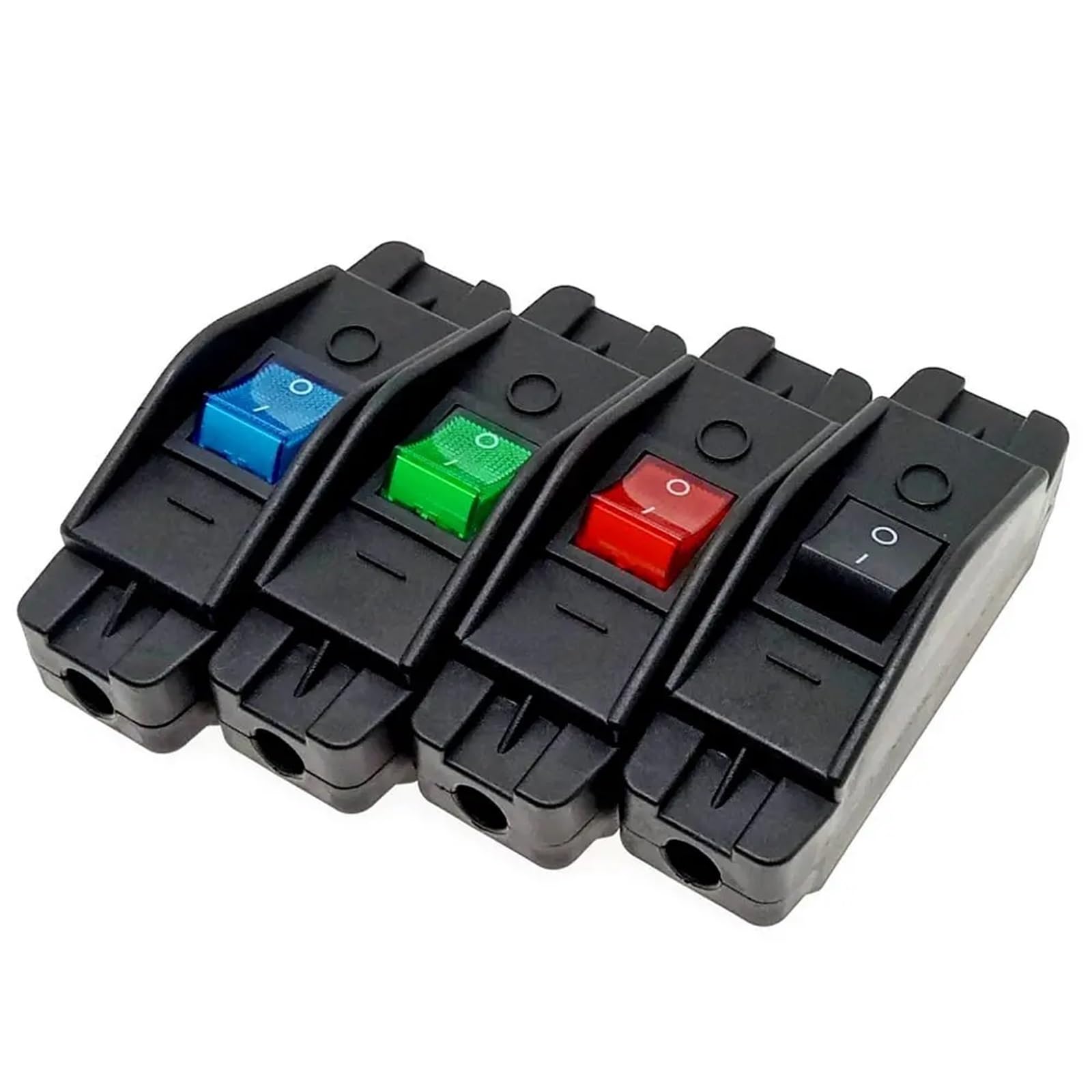 Interruptor en línea de 250 V, 16 A, con botón pulsador iluminado for encendido/apagado, 4 pines, 2 polos, 1 unidad(Black Button)