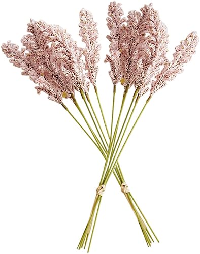 Garneck 2 Artificial Wheat Stems Pampas Grass Artificial Greenery Stems Simulate Flower Bouquets Wheat Sheave Artificial Bouquets Dried Grains Gold