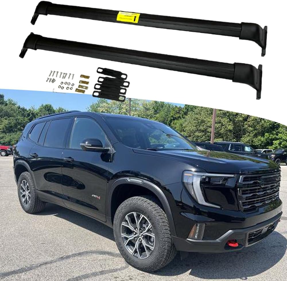 FTAPACCE 2PCS Aluminum Lockable Crossbar Cross Bars Fits for GMC Acadia AT4 Elevation Denali 2024 2025 2026 Luggage Carrier Roof Rail Rack (Black)