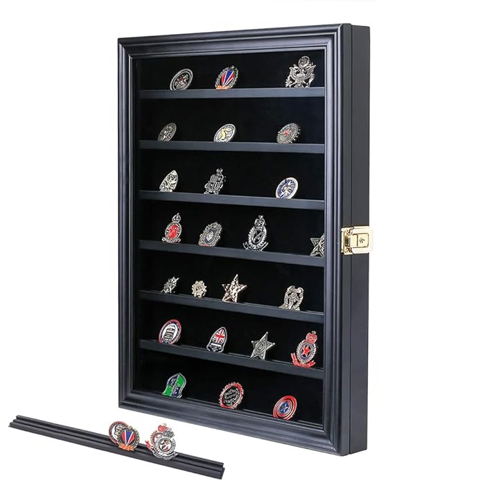 Buy Military Challenge Coin Display Case Lockable Wood Rack