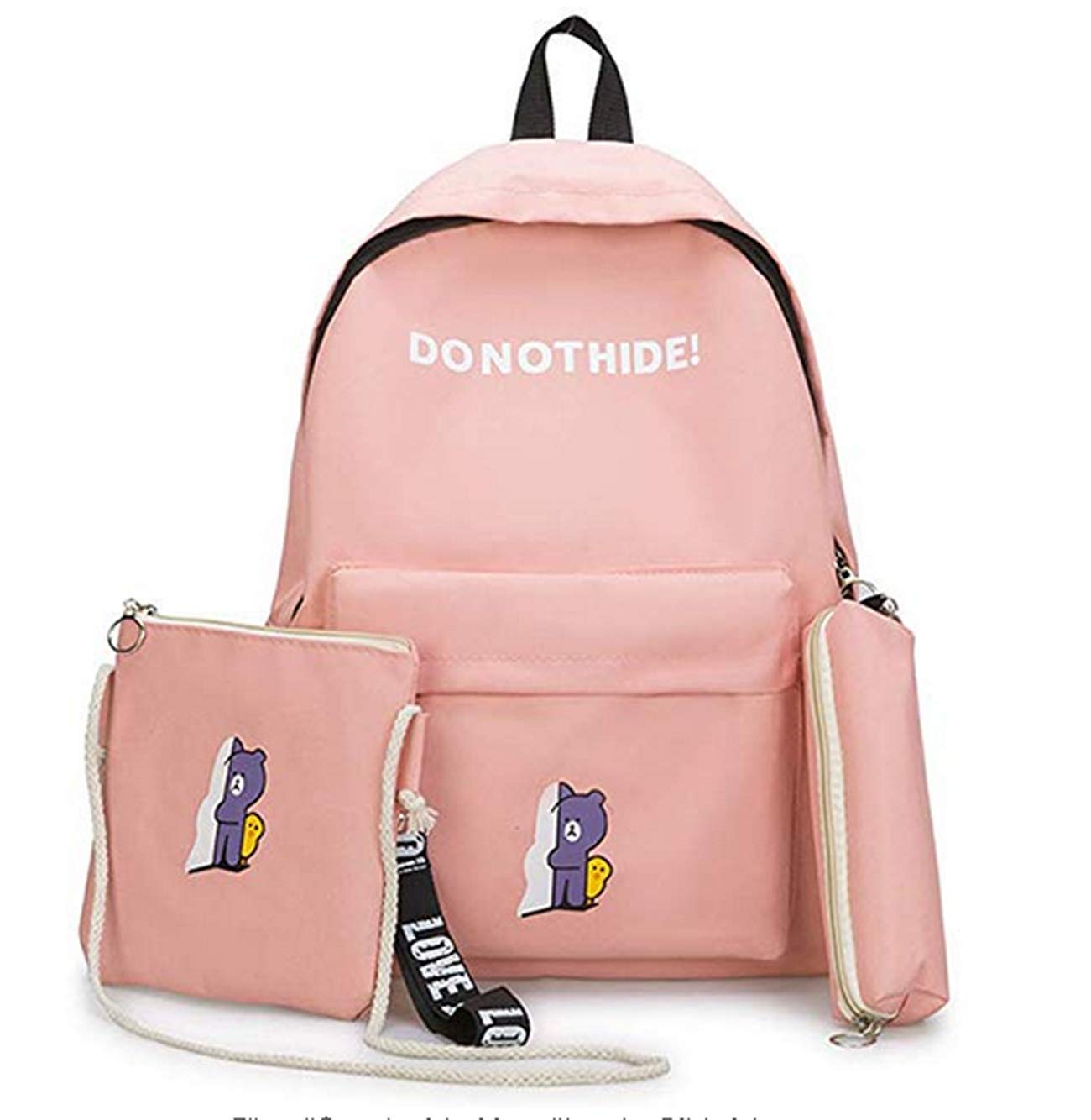 Women Girls Fashion School Student Backpack Canvas Rucksack Laptop Book Bag Hiking 3pcs/Set Backpack