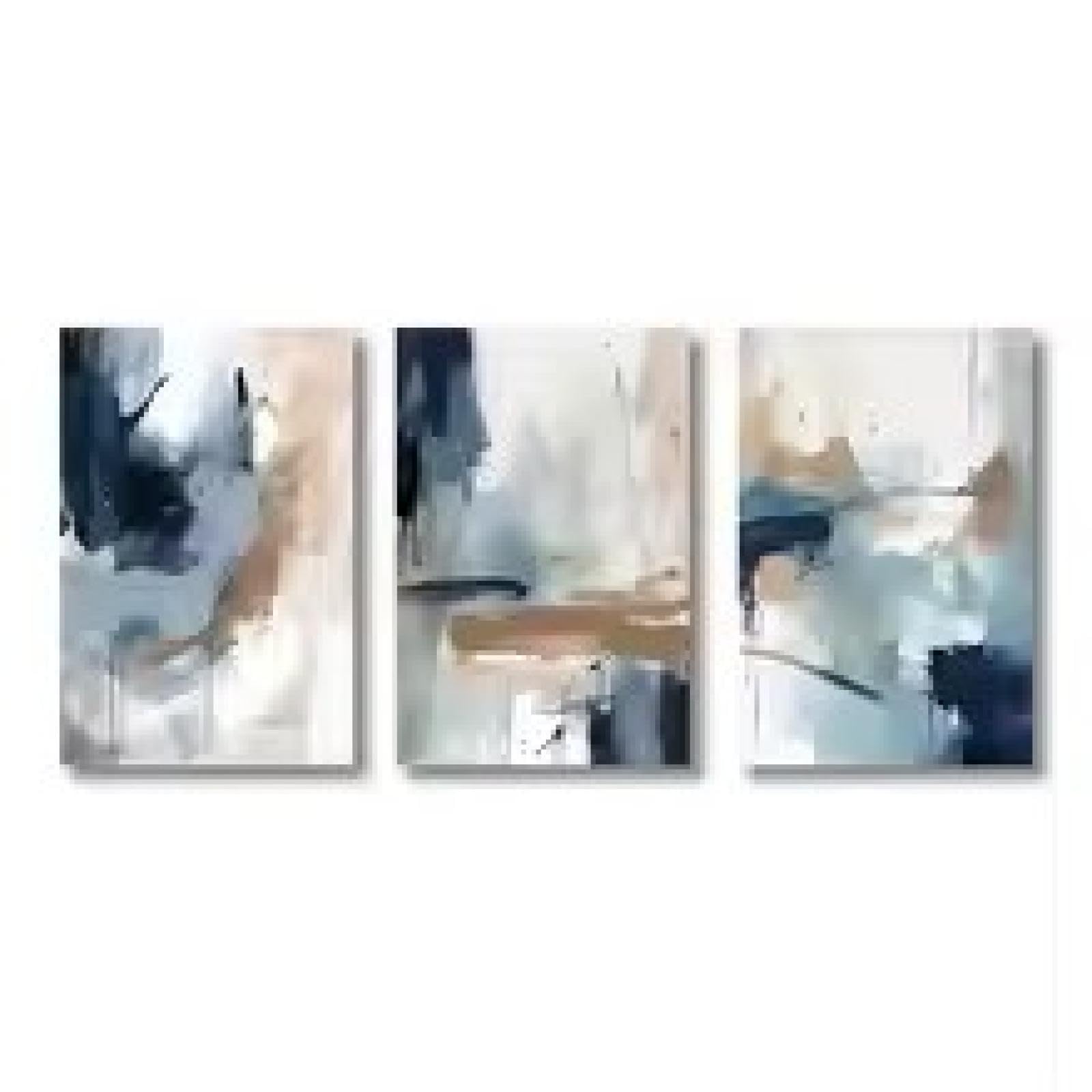 LIFKNVN Abstrakcyjna wielokolorowa farba sztuka ścienna, wydruk na płótnie plakat rumieniec na turkusowym pociągnięciach obraz do sypialni salonu dekoracja 70 x 90 cm x 3 bez ramki
