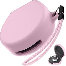 Cover for Oura Ring 4 Charging Case, Soft Silicone Protective Case with Lanyard, Shockproof Drop Protection Scratch Resistant, LED Visible, Only for Oura Ring 4 Portable Charger, Pink