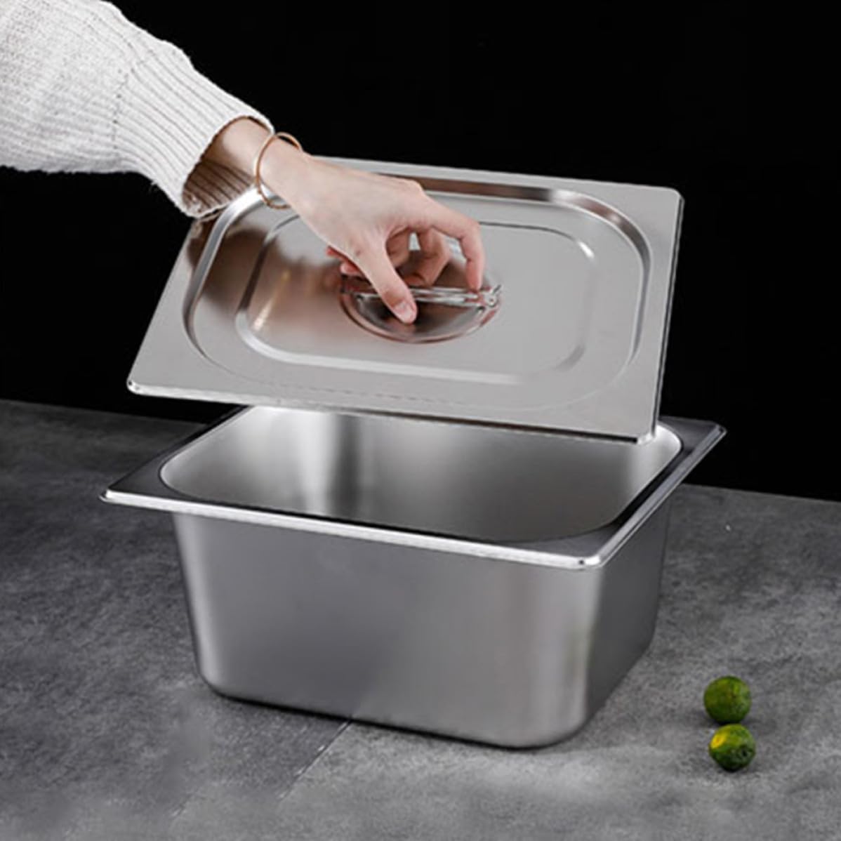 Garneck 2 Satz Edelstahl Buffet Servierplatte Rechteckig mit Deckel, Silber