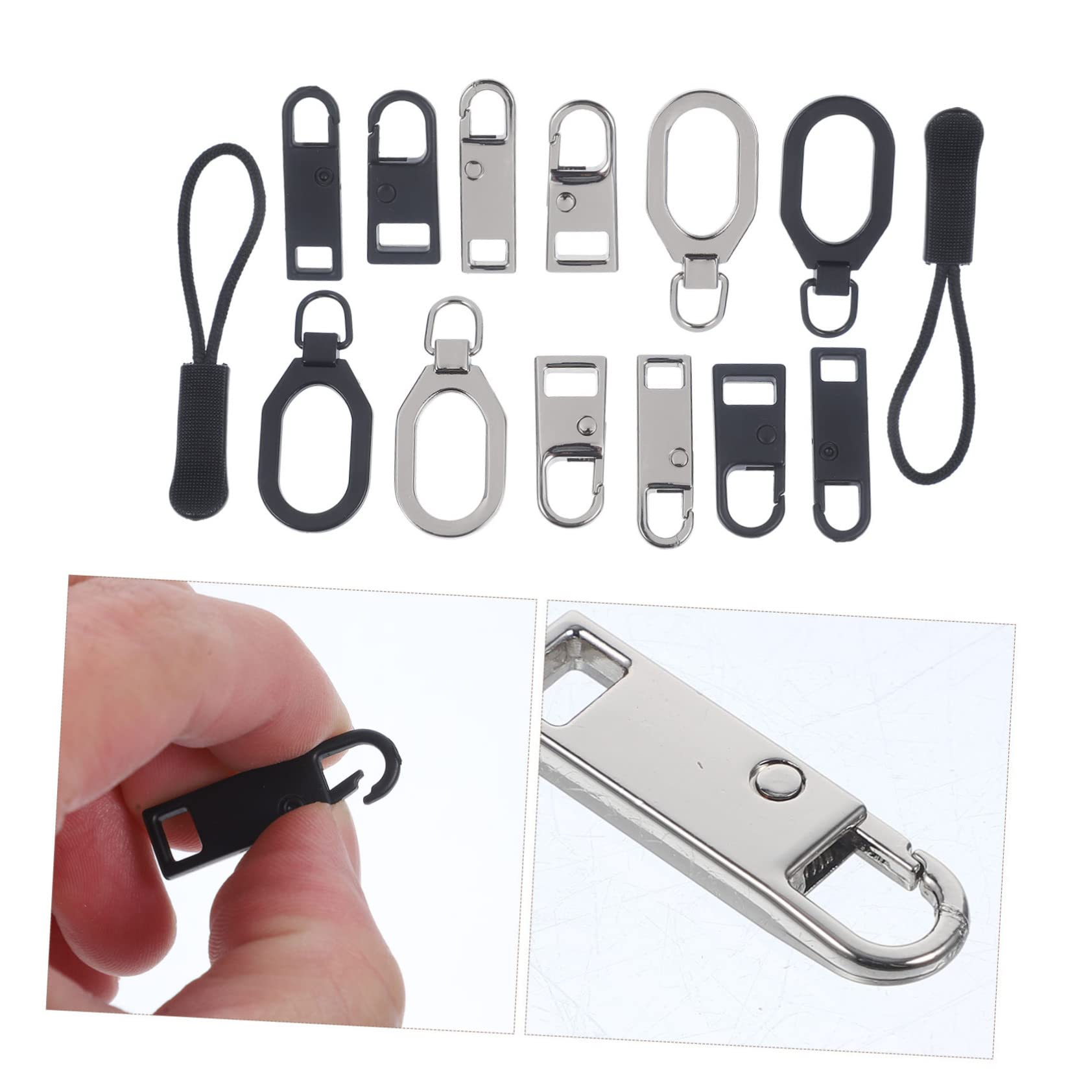 STOBOK 96piezas Kit De Reparación De Cremalleras Tiradores y Cabezas De Cremallera Para Ropa Mochilas y Equipaje Accesorios