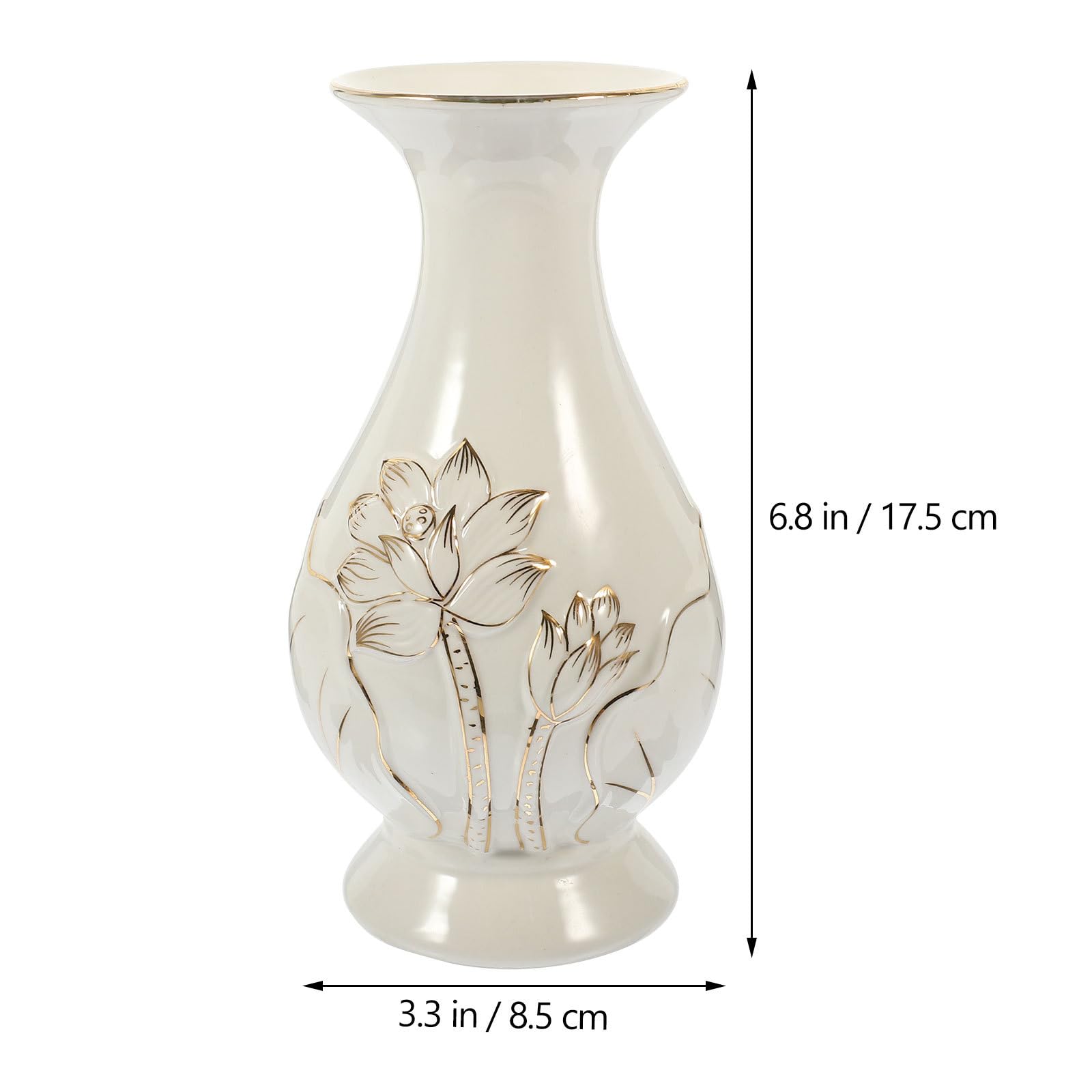 Tofficu Tempelvasen-Set, Keramik, Lotus-Design, kleine Blumenvasen, 17 x 17 x 8 cm, dekorative Vase für Heimdekoration, buddhistischer Altar, 2 Stück