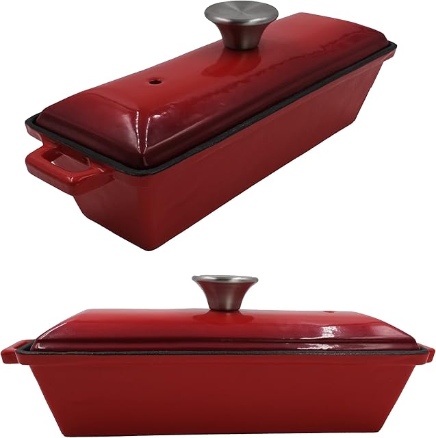 Crucible Cookware Enameled Cast Iron Bread Pan with Lid  Oven Safe Form for Baking and Cooking - Loaf Pan