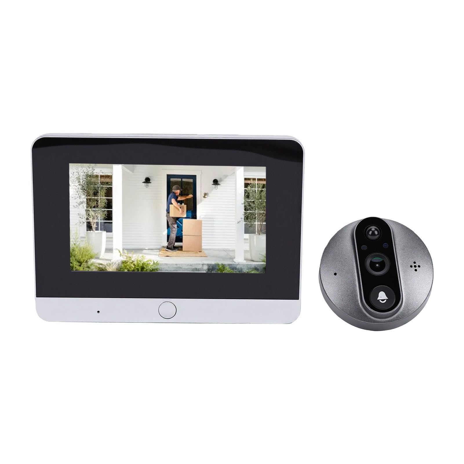 Eujgoov Videocitofono Smart WiFi 3MP, Schermo LCD 5 Pollici, 160° Grandangolo, Visione Notturna a Infrarossi, Rilevamento PIR, Batteria Ricaricabile 10000mAh, per Esterno