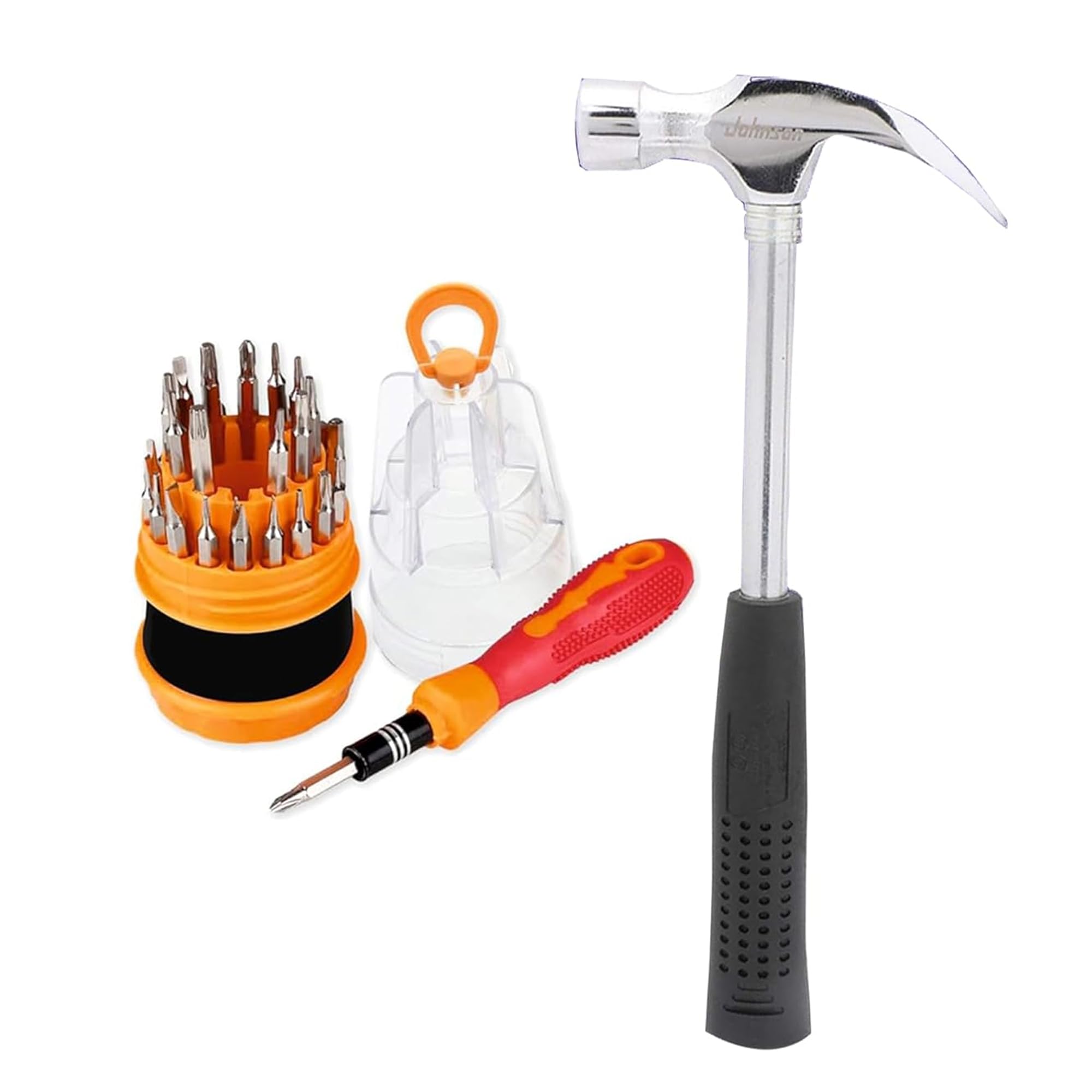 Sulfar Home Hand Tool Kit Combo of Multipurpose Claw Hammer and 31 in 1 Screwdriver Set (Combo of 2), Professional DIY Household Tools for Home Repair, Maintenance, Toolkit for Every Homeowner