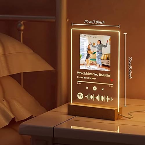 Miniatura 2 de NOVASGAFF Regalo de foto personalizado, álbum de música, placa de vidrio acrílico personalizada con imagen, canción favorita personalizada con foto