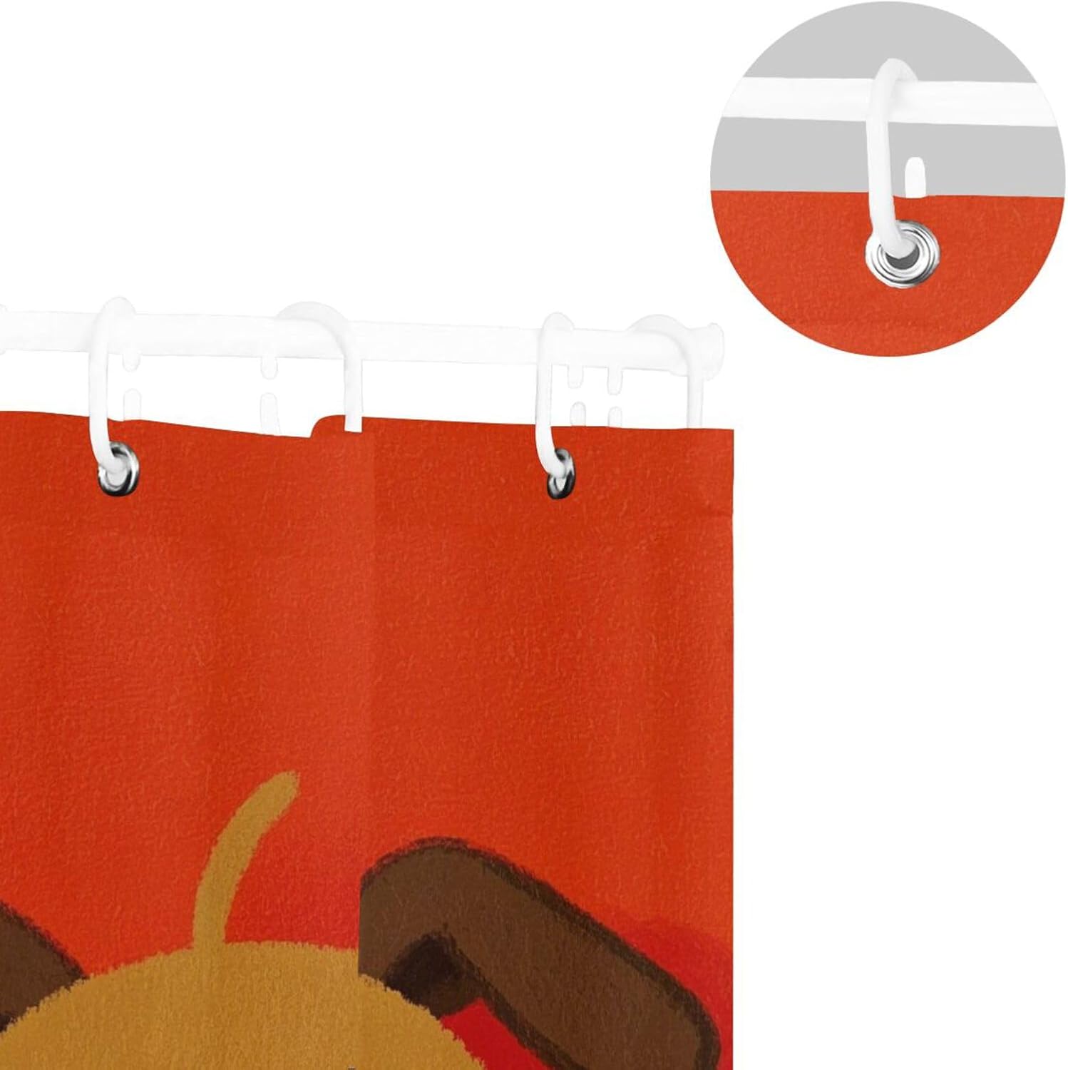 66x72 Inch Water Repellent Cloth Bath Curtains with Hook Cute Cartoon Dog Yellow Red Polyester Stuff Machine Washable Chic Shower Curtain Liners for Decor Shower