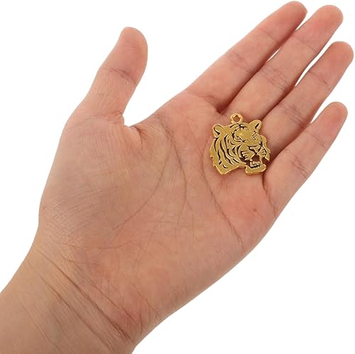 Miniatura 5 de 30 piezas de dijes de cabeza de tigre cabeza de tigre de aleación dorada, accesorios de fabricación de joyas para collares, pulseras, manualidades y