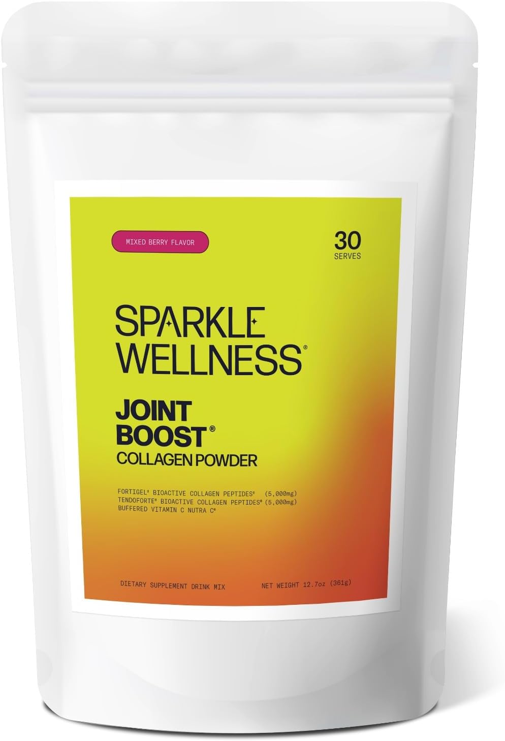 Sparkle Wellness Joint Boost (Mixed Berry) [30-Serves] | Collagen Powder Supplement with FORTIGEL & TENDOFORTE Collagen Peptides & Calcium Ascorbate Vitamin C | Supports Joint Mobility