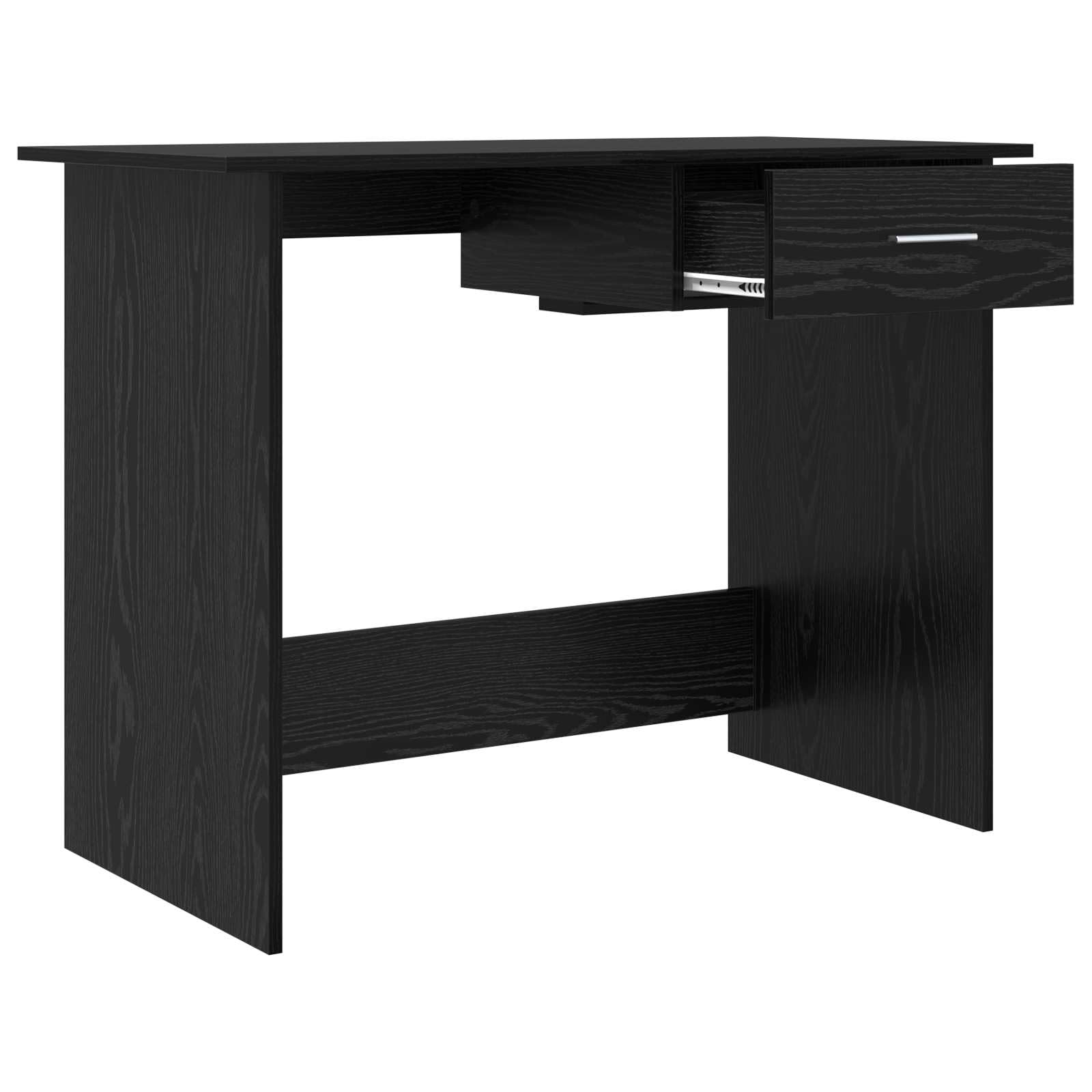 Scrivania per computer con cassetto, colore nero, effetto rovere, 100 x 50 x 76 cm, compatta, salvaspazio, per casa, ufficio, studio, con spazio di archiviazione e design ergonomico