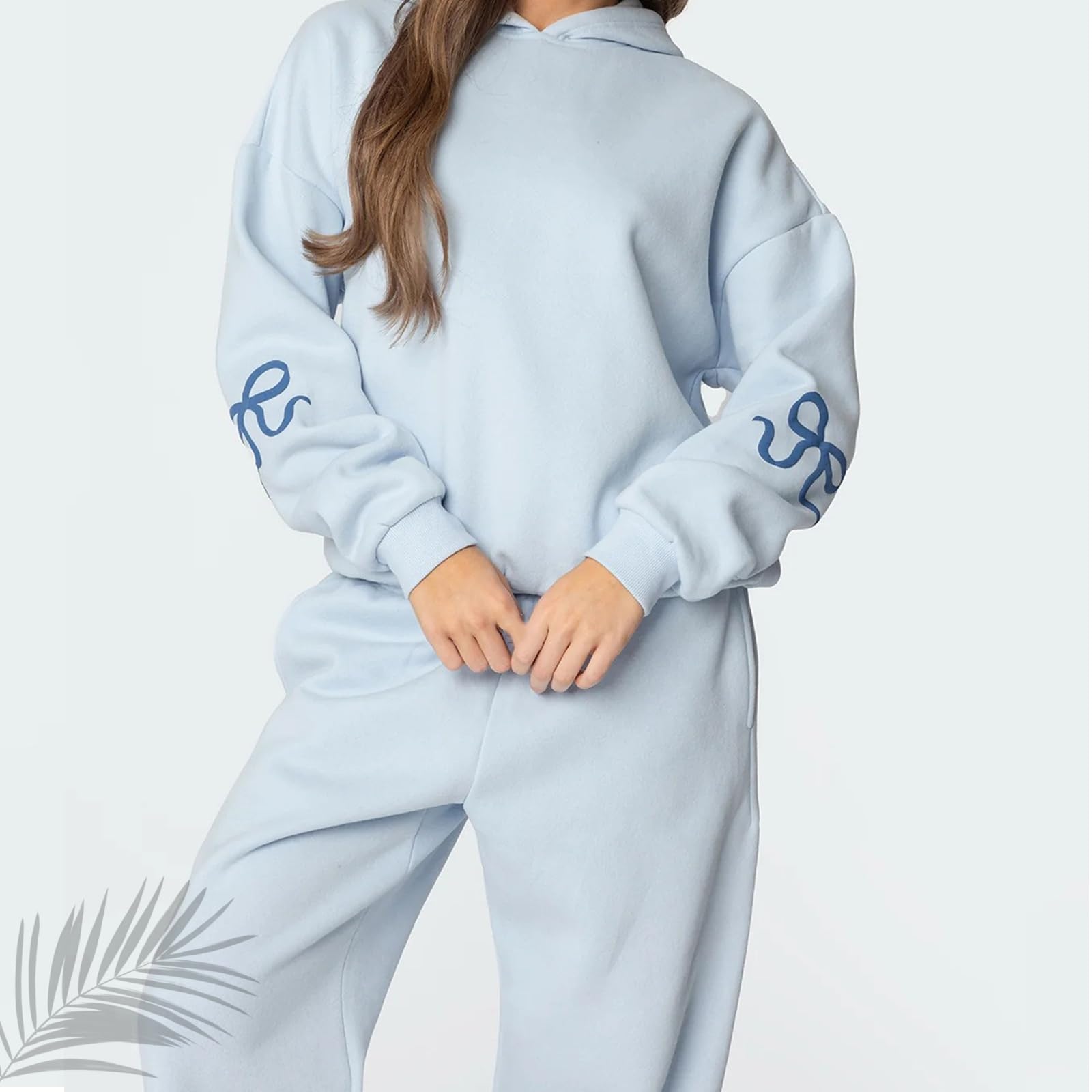 Ensemble 2 pièces à capuche et pantalon de survêtement à imprimé graphique avec nœud et pantalon de survêtement à manches longues et pantalon de survêtement à jambes larges